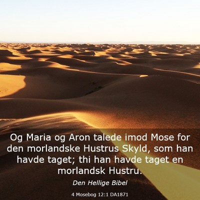 Picture 03 - 4 Mosebog 12:1 DA1871 - Og Maria og Aron talede imod Mose for den - Bible Verse Picture