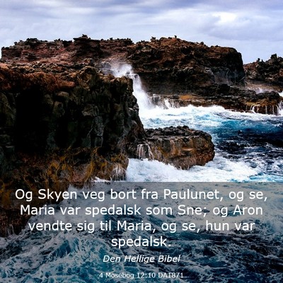 Picture 03 - 4 Mosebog 12:10 DA1871 - Og Skyen veg bort fra Paulunet, og se, Maria var - Bible Verse Picture