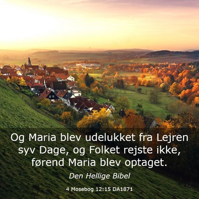Picture 03 - 4 Mosebog 12:15 DA1871 - Og Maria blev udelukket fra Lejren syv Dage, og - Bible Verse Picture