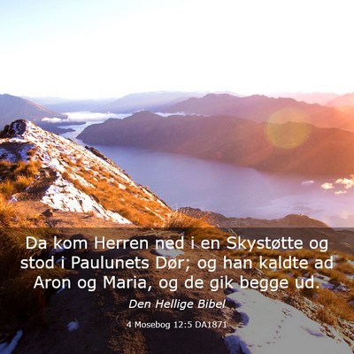 Picture 03 - 4 Mosebog 12:5 DA1871 - Da kom Herren ned i en Skystøtte og stod i - Bible Verse Picture