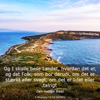 Picture 03 - 4 Mosebog 13:18 DA1871 - Og I skulle bese Landet, hvordan det er, og det - Bible Verse Picture