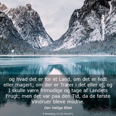 Picture 03 - 4 Mosebog 13:20 DA1871 - og hvad det er for et Land, om det er fedt eller - Bible Verse Picture
