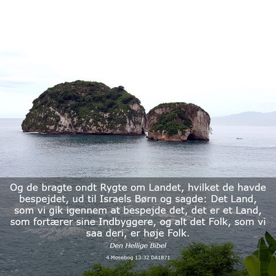 Picture 03 - 4 Mosebog 13:32 DA1871 - Og de bragte ondt Rygte om Landet, hvilket de - Bible Verse Picture