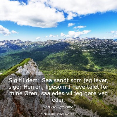 Picture 03 - 4 Mosebog 14:28 DA1871 - Sig til dem: Saa sandt som jeg lever, siger - Bible Verse Picture