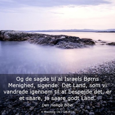 Picture 03 - 4 Mosebog 14:7 DA1871 - Og de sagde til al Israels Børns Menighed, - Bible Verse Picture