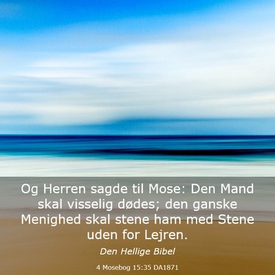 Picture 03 - 4 Mosebog 15:35 DA1871 - Og Herren sagde til Mose: Den Mand skal visselig - Bible Verse Picture