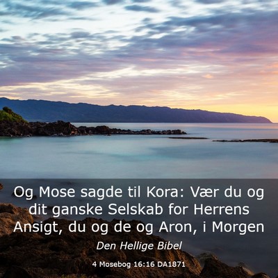Picture 03 - 4 Mosebog 16:16 DA1871 - Og Mose sagde til Kora: Vær du og dit ganske - Bible Verse Picture