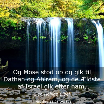 Picture 03 - 4 Mosebog 16:25 DA1871 - Og Mose stod op og gik til Dathan og Abiram, og - Bible Verse Picture