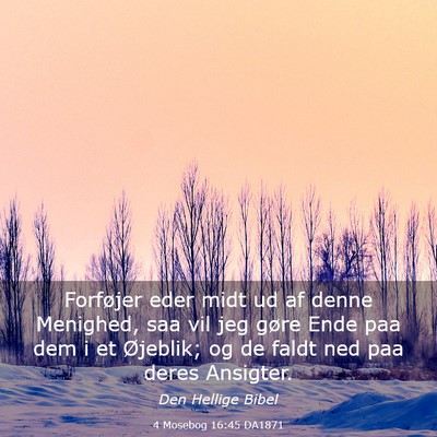 Picture 03 - 4 Mosebog 16:45 DA1871 - Forføjer eder midt ud af denne Menighed, saa vil - Bible Verse Picture