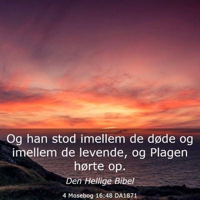 Picture 03 - 4 Mosebog 16:48 DA1871 - Og han stod imellem de døde og imellem de - Bible Verse Picture