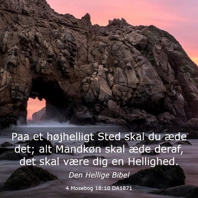 Picture 03 - 4 Mosebog 18:10 DA1871 - Paa et højhelligt Sted skal du æde det; alt - Bible Verse Picture