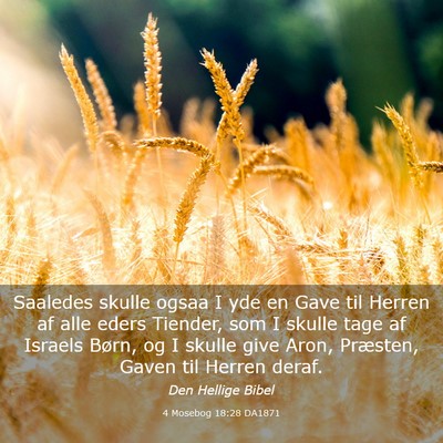 Picture 03 - 4 Mosebog 18:28 DA1871 - Saaledes skulle ogsaa I yde en Gave til Herren af - Bible Verse Picture