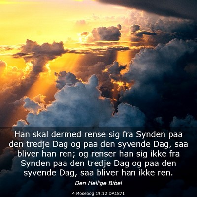 Picture 03 - 4 Mosebog 19:12 DA1871 - Han skal dermed rense sig fra Synden paa den - Bible Verse Picture