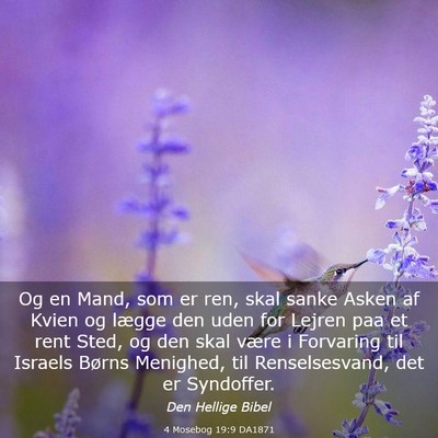 Picture 03 - 4 Mosebog 19:9 DA1871 - Og en Mand, som er ren, skal sanke Asken af Kvien - Bible Verse Picture