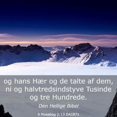 Picture 03 - 4 Mosebog 2:13 DA1871 - og hans Hær og de talte af dem, ni og - Bible Verse Picture
