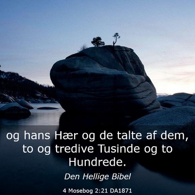 Picture 03 - 4 Mosebog 2:21 DA1871 - og hans Hær og de talte af dem, to og tredive - Bible Verse Picture