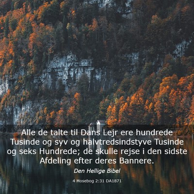 Picture 03 - 4 Mosebog 2:31 DA1871 - Alle de talte til Dans Lejr ere hundrede Tusinde - Bible Verse Picture