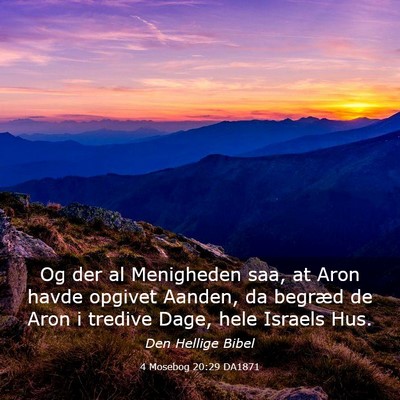 Picture 03 - 4 Mosebog 20:29 DA1871 - Og der al Menigheden saa, at Aron havde opgivet - Bible Verse Picture