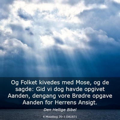Picture 03 - 4 Mosebog 20:3 DA1871 - Og Folket kivedes med Mose, og de sagde: Gid vi - Bible Verse Picture