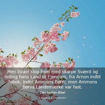 Picture 03 - 4 Mosebog 21:24 DA1871 - Men Israel slog ham med skarpe Sværd og indtog - Bible Verse Picture