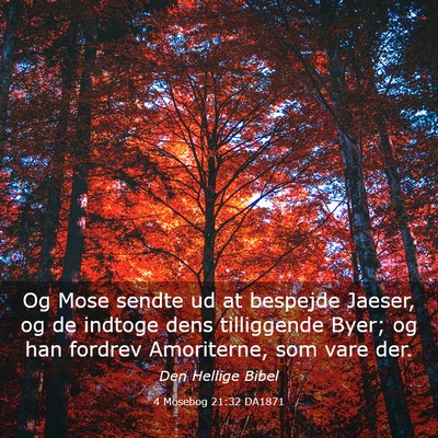 Picture 03 - 4 Mosebog 21:32 DA1871 - Og Mose sendte ud at bespejde Jaeser, og de - Bible Verse Picture