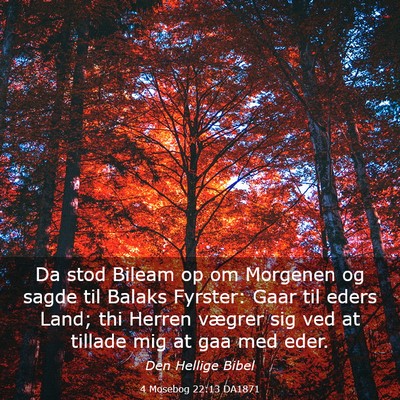 Picture 03 - 4 Mosebog 22:13 DA1871 - Da stod Bileam op om Morgenen og sagde til Balaks - Bible Verse Picture