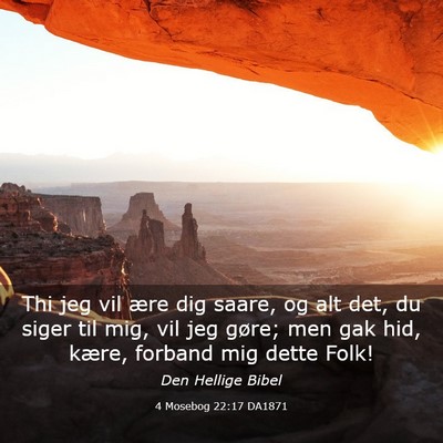 Picture 03 - 4 Mosebog 22:17 DA1871 - Thi jeg vil ære dig saare, og alt det, du siger - Bible Verse Picture