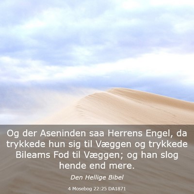 Picture 03 - 4 Mosebog 22:25 DA1871 - Og der Aseninden saa Herrens Engel, da trykkede - Bible Verse Picture