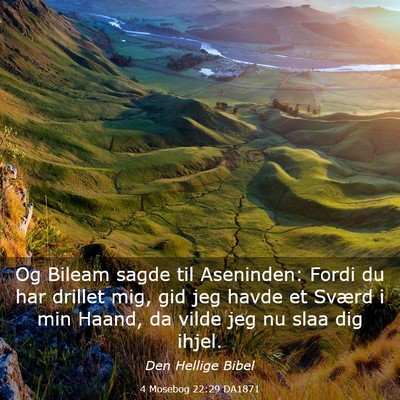 Picture 03 - 4 Mosebog 22:29 DA1871 - Og Bileam sagde til Aseninden: Fordi du har - Bible Verse Picture