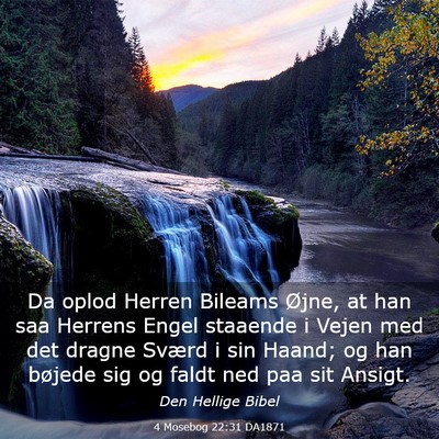 Picture 03 - 4 Mosebog 22:31 DA1871 - Da oplod Herren Bileams Øjne, at han saa Herrens - Bible Verse Picture