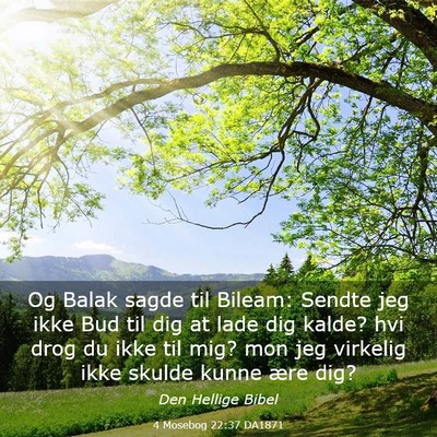 Picture 03 - 4 Mosebog 22:37 DA1871 - Og Balak sagde til Bileam: Sendte jeg ikke Bud - Bible Verse Picture