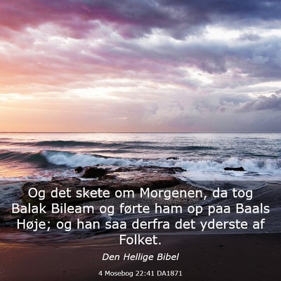Picture 03 - 4 Mosebog 22:41 DA1871 - Og det skete om Morgenen, da tog Balak Bileam og - Bible Verse Picture