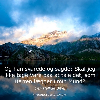Picture 03 - 4 Mosebog 23:12 DA1871 - Og han svarede og sagde: Skal jeg ikke tage Vare - Bible Verse Picture