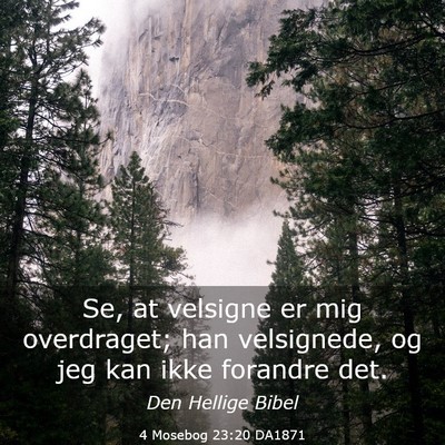 Picture 03 - 4 Mosebog 23:20 DA1871 - Se, at velsigne er mig overdraget; han - Bible Verse Picture