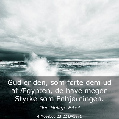 Picture 03 - 4 Mosebog 23:22 DA1871 - Gud er den, som førte dem ud af Ægypten, de - Bible Verse Picture