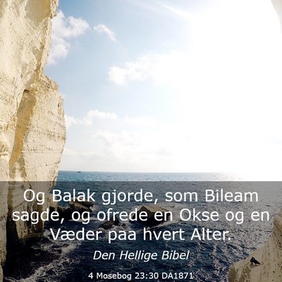 Picture 03 - 4 Mosebog 23:30 DA1871 - Og Balak gjorde, som Bileam sagde, og ofrede en - Bible Verse Picture