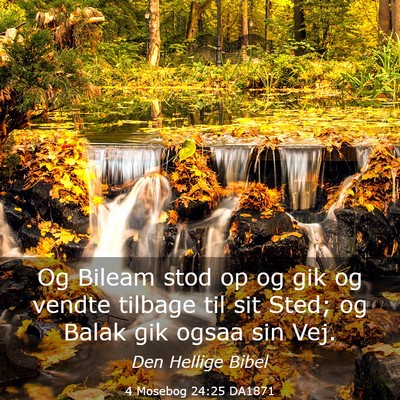 Picture 03 - 4 Mosebog 24:25 DA1871 - Og Bileam stod op og gik og vendte tilbage til - Bible Verse Picture