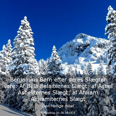 Picture 03 - 4 Mosebog 26:38 DA1871 - Benjamins Børn efter deres Slægter vare: Af - Bible Verse Picture