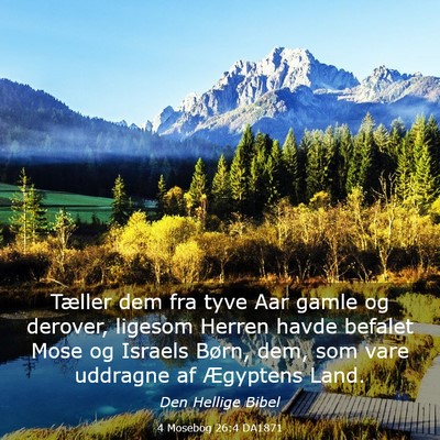Picture 03 - 4 Mosebog 26:4 DA1871 - Tæller dem fra tyve Aar gamle og derover, - Bible Verse Picture