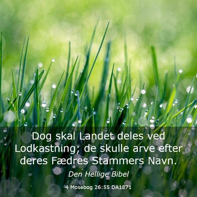 Picture 03 - 4 Mosebog 26:55 DA1871 - Dog skal Landet deles ved Lodkastning; de skulle - Bible Verse Picture