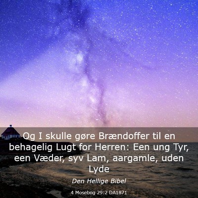 Picture 03 - 4 Mosebog 29:2 DA1871 - Og I skulle gøre Brændoffer til en behagelig - Bible Verse Picture