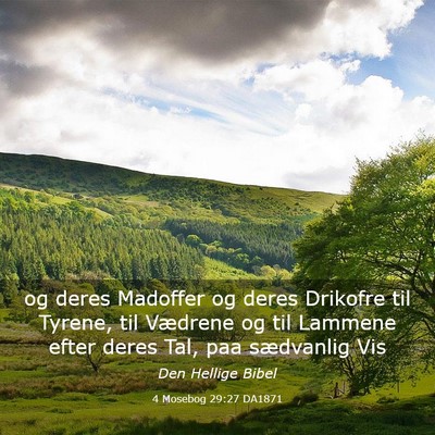 Picture 03 - 4 Mosebog 29:27 DA1871 - og deres Madoffer og deres Drikofre til Tyrene, - Bible Verse Picture