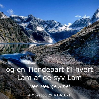 Picture 03 - 4 Mosebog 29:4 DA1871 - og en Tiendepart til hvert Lam af de syv - Bible Verse Picture