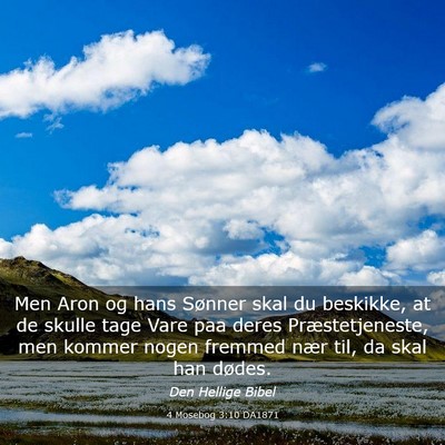 Picture 03 - 4 Mosebog 3:10 DA1871 - Men Aron og hans Sønner skal du beskikke, at de - Bible Verse Picture