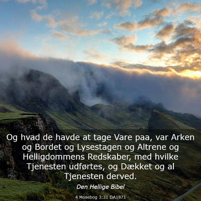 Picture 03 - 4 Mosebog 3:31 DA1871 - Og hvad de havde at tage Vare paa, var Arken og - Bible Verse Picture