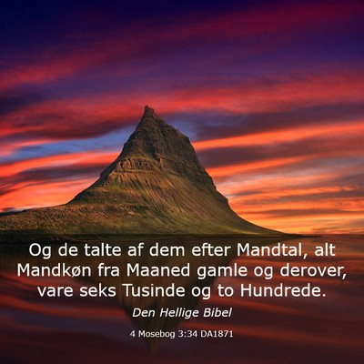 Picture 03 - 4 Mosebog 3:34 DA1871 - Og de talte af dem efter Mandtal, alt Mandkøn - Bible Verse Picture