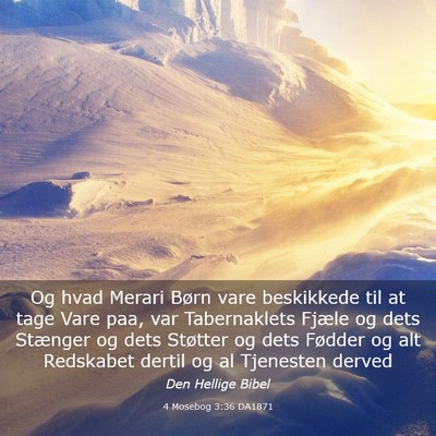 Picture 03 - 4 Mosebog 3:36 DA1871 - Og hvad Merari Børn vare beskikkede til at tage - Bible Verse Picture