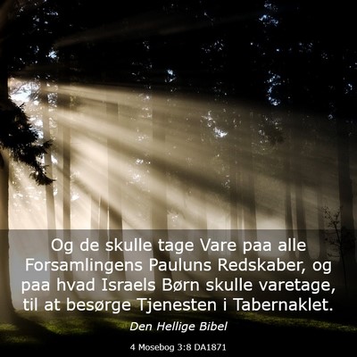 Picture 03 - 4 Mosebog 3:8 DA1871 - Og de skulle tage Vare paa alle Forsamlingens - Bible Verse Picture