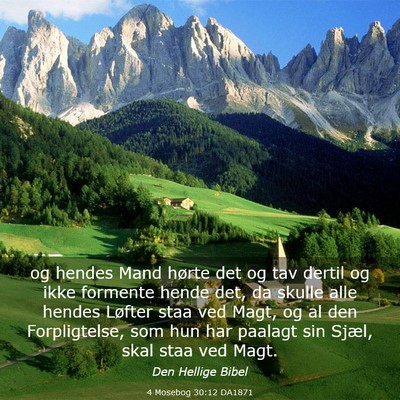 Picture 03 - 4 Mosebog 30:12 DA1871 - og hendes Mand hørte det og tav dertil og ikke - Bible Verse Picture