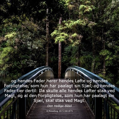 Picture 03 - 4 Mosebog 30:5 DA1871 - og hendes Fader hører hendes Løfte og hendes - Bible Verse Picture